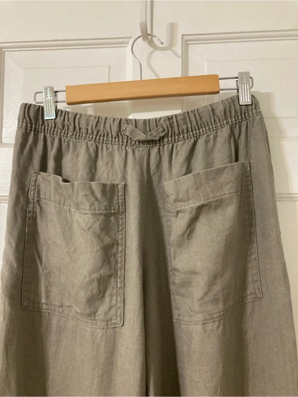 Zara Olive elastic waistband linen Chinos